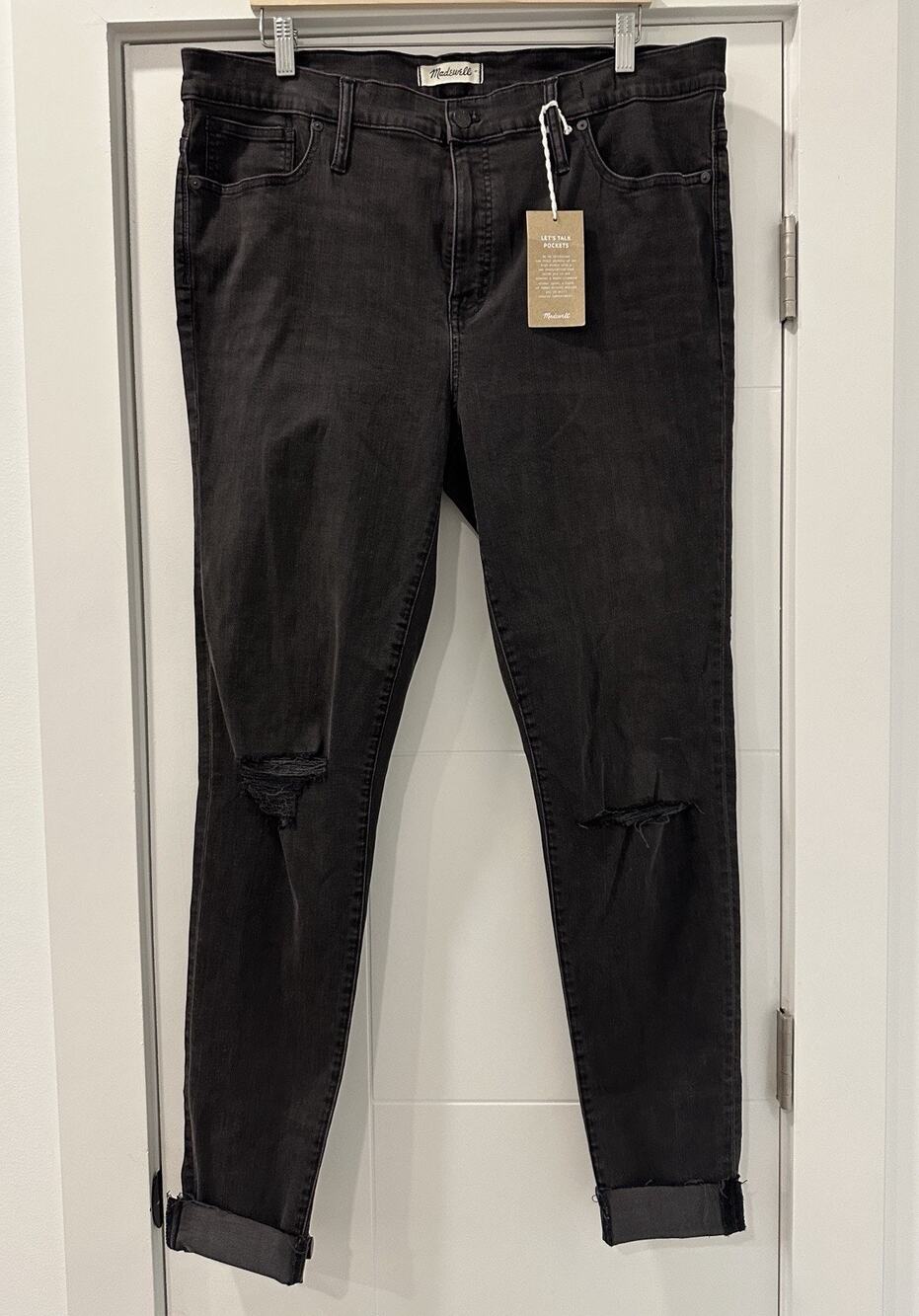 New Madewell Womens 9” High Rise Skinny Jeans Faded Black 35TL